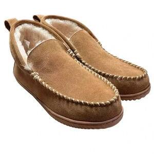 Fireside by Dearfoam Slippers Men 10 Brown Shearling Rockhampton Dorm Boots NEW